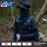 目丸防晒面罩男口罩冰丝面巾遮脖子遮阳全脸脖套秋冬登山骑行防风围脖 黑色-透气款【面罩+袖套】 均码
