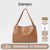 半坡饰族（bampo）【李梦同款】女包包新款福瑞方方包头层牛皮大容量轻奢单肩斜挎包 枇杷棕【大包大容量升级】