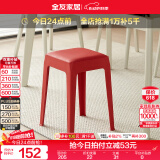全友家居小方凳子可叠放家用结实耐用软包高脚移动塑料板凳DX115080 红色|软垫凳*4