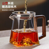 忆壶茶（YIHUTEA）玻璃公道杯带过滤网茶漏套装茶具配件茶海分茶器加厚功夫茶杯大号 【升级创意款】山底木把公道杯