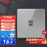 德力西（DELIXI）开关插座面板 CD881溢彩系列2.5D钢化玻璃家用开关大板星空灰色 电脑插座(六类)