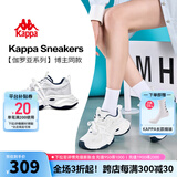 KAPPA卡帕女鞋老爹鞋女2025夏季新款百搭厚底休闲鞋子女透气网面运动鞋 白/海蓝【四季款】脚胖拍大一码 39