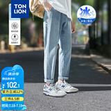 唐狮（TonLion）牛仔裤男夏薄款宽松直筒休闲冰氧吧冰丝长裤 浅牛仔蓝/二批 31