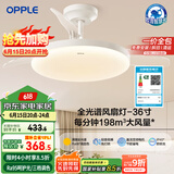 欧普（OPPLE）全光谱36寸风扇灯遥控一体LEDRa98餐厅卧室吊灯冰风白1级能效