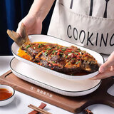 几物森林 鱼盘中式陶瓷餐具套装白瓷盘子家用牛排盘西餐盘饺子盘餐 12英寸