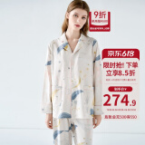 嫚熙（EMXEE）月子服孕妇睡衣产后家居服哺乳衣春秋季纱罗喂奶夏天 星河物语【两件套】纯棉—哺乳口 M【Noble高端系列】