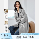 梵希蔓含绵羊毛西装式呢大衣女秋冬高级感双排扣长款过膝毛呢外套 50690 灰色 M