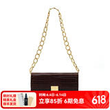 A.Cloud复古鳄鱼纹牛皮书本锁链条单肩斜跨女腋下包 送女友母亲节礼物 咖啡鳄鱼纹