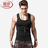 浪莎男士背心男100%纯棉夏季透气汗衫无袖弹力背心运动打底衫 黑色1+灰色1 L