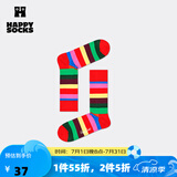 Happy Socks春夏款袜子女男袜薄荷曼波运动彩虹白色棉袜中筒袜 彩红条纹 1双 M 36-40