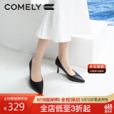 康莉（COMELY）单鞋女春季细跟尖头高跟羊皮软舒适底简约职业工作鞋 黑色 36 
