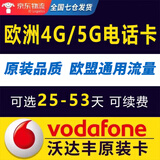 欧洲电话卡4G5G西班牙挪威德国法国希腊意大利冰岛芬兰荷兰电话卡 53天60GB 欧盟通用（沃达丰）