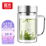 富光健牌双层玻璃杯支持团购定制茶杯办公杯带把 大容量男女水杯子