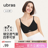 ubras无尺码女士内衣女无钢圈胸罩透气轻纱背勾文胸 黑色 经典款