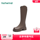 热风（Hotwind）显瘦长靴通勤百搭女靴复古气质骑士靴时尚休闲西部靴 02棕色（温暖绒里3841） 38 (240mm)