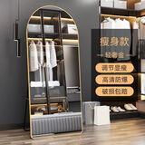 新艺鸿运（XINYIHONGYUN） 大镜子全身镜落地镜贴墙舞蹈镜家用穿衣镜服装店试衣镜立体镜 轻奢金120*200【半圆款-显瘦】
