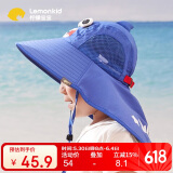 lemonkid儿童帽子夏宝宝遮阳帽男女童太阳帽亲子遮阳渔夫帽海洋蓝鲨鱼54