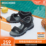 斯凯奇（Skechers）凉鞋男夏季户外透气运动增高魔术贴沙滩鞋渔夫凉鞋 黑色/BLK 39.5