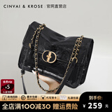 CinvaiKrose官网包包女包轻奢侈斜挎包女2025新款流浪包百搭单肩包通勤腋下包 黑色-CK女包送女友送老婆
