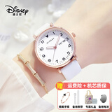 迪士尼（Disney）女士手表女款初中生高中学生考试2025新款静音机械生日开学礼物 双日历-时尚白【升级款】