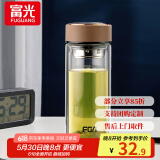 富光双层玻璃杯水杯男女车载家用高硼硅玻璃杯泡茶杯带茶隔玻璃杯子  咖色 500ml 双层玻璃直杯