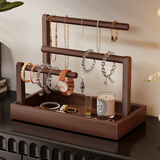 林家小子实木手串架家用收纳首饰架挂手链佛珠文玩手持饰品架钥匙项链展示 红棕色-三杆