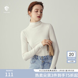 范思蓝恩范思蓝恩204303半高领打底衫女秋冬百搭修身针织上衣紧身内搭毛衣 奶白色  M