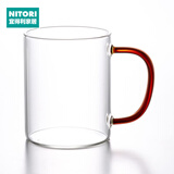 NITORI宜得利家居 透明玻璃杯牛奶杯咖啡杯彩色柄 耐高温马克杯 450ml 琥珀