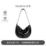 INJOYLIFE香蕉船包 长期主义 | 实用百搭大容量软皮单肩斜挎包女 黑色