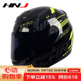 HNJ摩托车头盔男女全盔新3C国标认证四季通用越野机车A1夏季头盔 黑黄脉冲（标配透明片)+黑镜片 均码