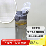 乐扣乐扣（LOCK&LOCK）人鱼线塑料运动水杯夏天便携水壶带刻度提手男女水杯子520ML灰色