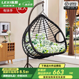 乐系（LEXI） 吊椅双人鸟巢秋千吊篮家用室内阳台吊兰户外吊床藤椅摇篮椅躺椅 双人黑色粗藤特大号 静音款
