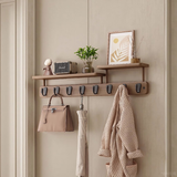 楚骏挂衣架墙上壁挂帽子围巾衣服挂钩挂衣钩进门玄关入户免打孔实木 排钩款【4钩】强力承重实木