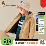 暇步士（Hush Puppies）童装儿童厚风衣冬季新款男女大童纯色摇粒绒外套时尚厚风衣 暖卡其 150 cm