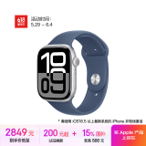 Apple/苹果 Watch Series 10 智能手表GPS+蜂窝款46毫米银色铝金属表壳丹宁色运动型表带S/M MWYF3CH/B