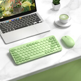 B.O.W无线蓝牙三模键盘鼠标套装轻薄便携办公USB充电键鼠适用ipad苹果平板手机笔记本电脑外设打字静音 清新绿丨无线键盘+无线鼠标丨充电版