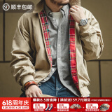 马登工装 美式复古立领哈灵顿夹克G9短款保暖防风机车情侣款外套男 卡其色 S