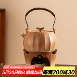 瓷牌茗茶具（cipaiming teaset）茶壶粗陶烧水壶户外酒精炉煮茶壶陶瓷围炉煮茶茶具套装 竖纹古鸣壶+古焰精酒炉