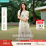 茵曼植物碎花女装无袖连衣裙浪漫度假风宽松2025夏季新品花苞长裙子 杏色-18528022【好评返现】 S