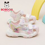 巴布豆童鞋女童学步鞋小童夏季舒适透气包头凉鞋105352071樱花粉/米22