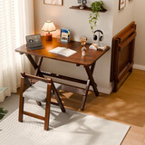 家逸实木折叠书桌学生家用电脑桌学习桌书房办公桌小户型床边写字桌子