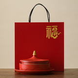 童雀故宫国潮设计文创天坛桌面陶瓷茶点果盘新婚庆摆盘礼盒教师节礼物 故宫天坛果盘-中国红【礼盒装】 桌面摆件生日礼物文创礼品礼物