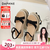 达芙妮（DAPHNE）凉鞋女一字带厚底沙滩女鞋2025夏季新款平底舒适休闲单鞋罗马鞋女 黑色 跟高4cm 39