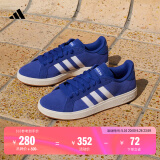 adidas「面包鞋」GRAND COURT BASE 00s休闲低帮板鞋男女阿迪达斯 半荧光蓝/白色/树脂黄     37