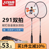 红双喜羽毛球拍双拍成人儿童娱乐耐打耐用对拍2只羽毛球拍对拍 E291【黑+黑】拍套+球