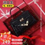 viney牛皮包包女包轻奢凯莉包斜挎手提单肩包生日礼物高级感送女友老婆