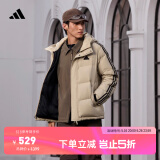 adidas 600蓬保暖拒水防泼防风连帽鸭绒羽绒服阿迪达斯官方轻运动 魔力浅褐 L