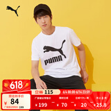 彪马（PUMA）百搭休闲短袖T恤男女情侣LOGO春夏印花运动上衣532279 白-02 XL (185/104A)