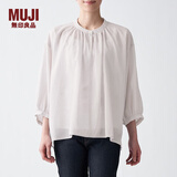 无印良品 MUJI 女式 水洗 棉强捻 七分袖罩衫 BCA11A1S 银灰色 XS-S