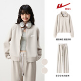 回力（Warrior）休闲套装女两件套2025年新款秋季短款立领开衫外套直筒卫裤一整套